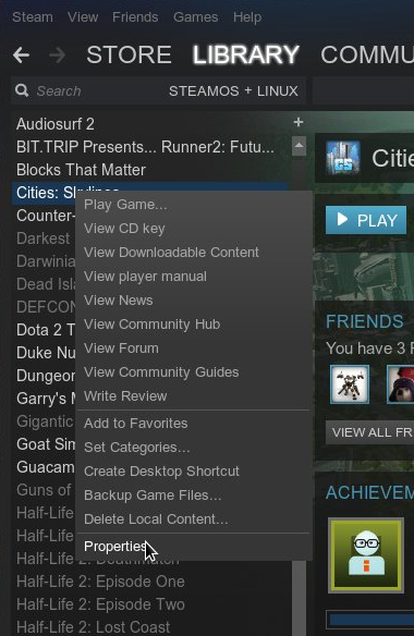 Cities: Skylines settings in Steam for Linux